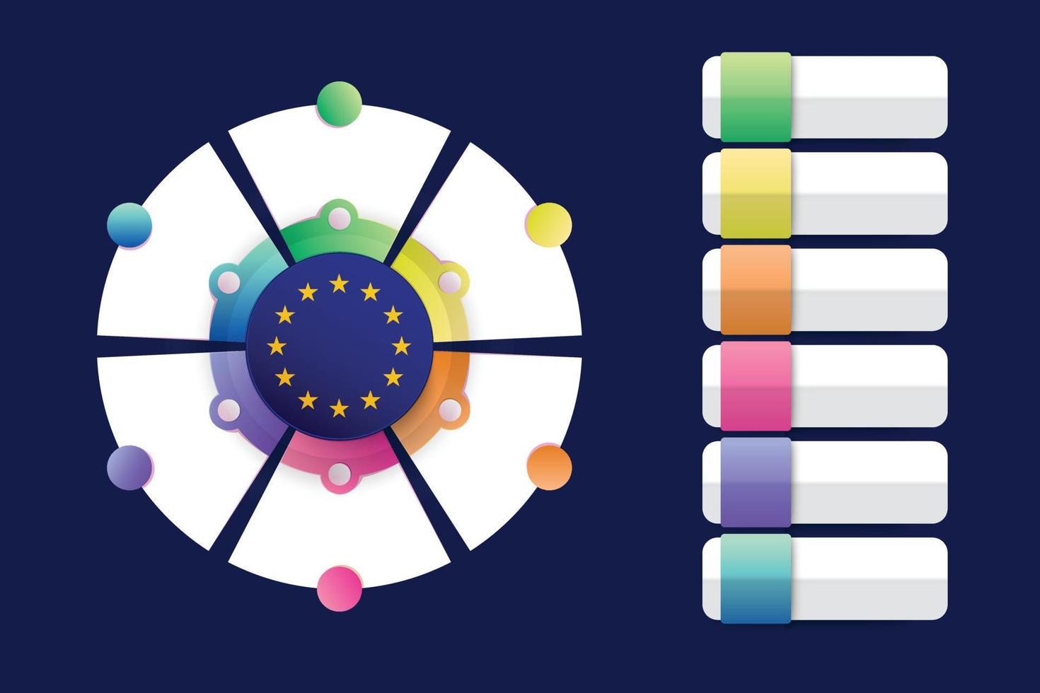 European Union Flag with Infographic Design Incorporate with divided round shape vector