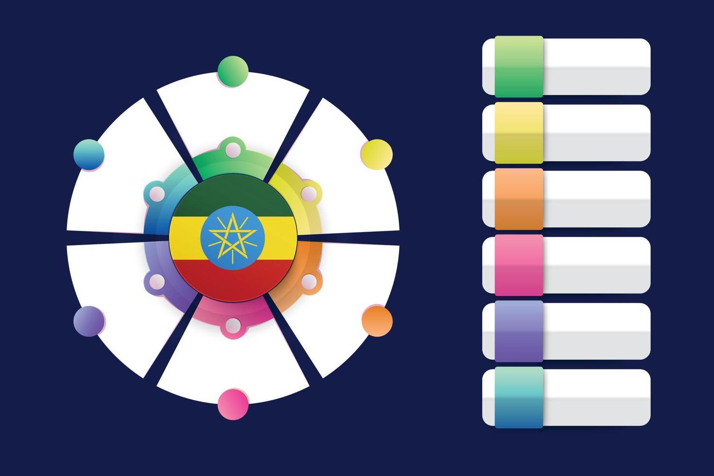 Bandera de Etiopía con diseño infográfico incorporado con forma redonda dividida vector