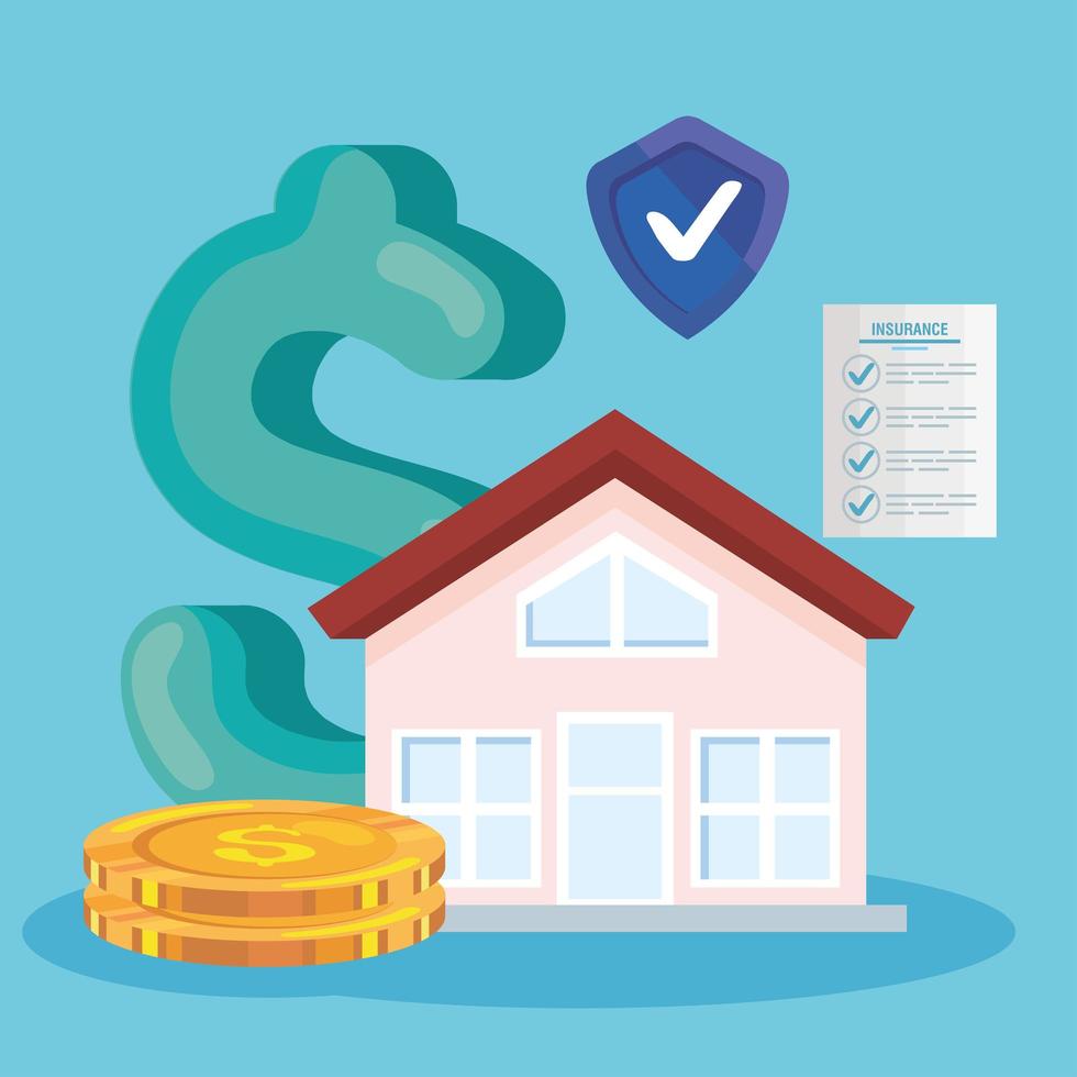 house with insurance icons vector