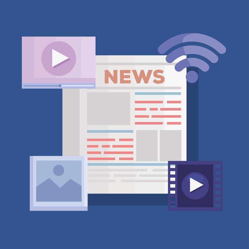 News with media symbols vector