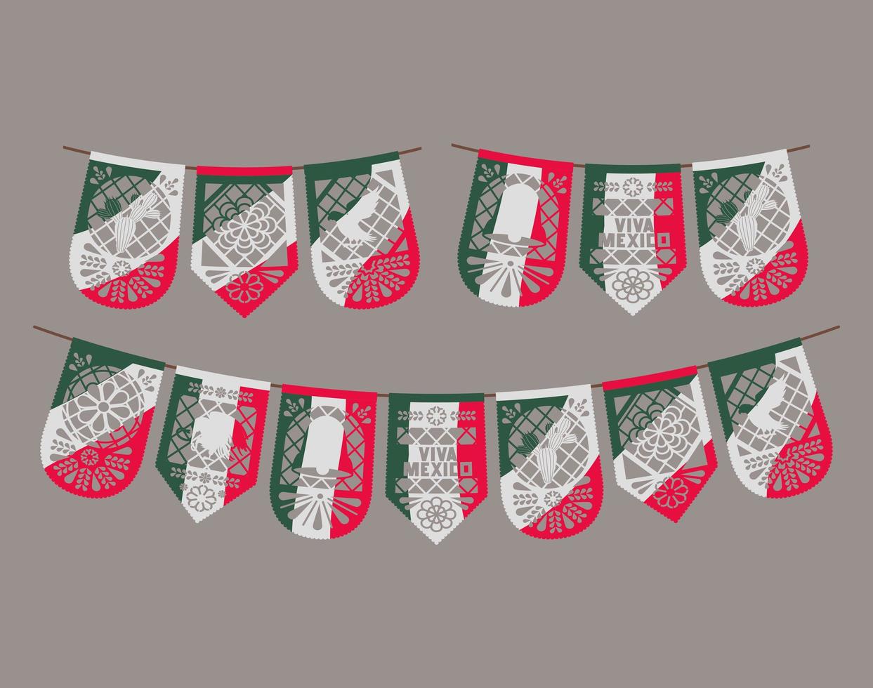 group of mexican garlands vector