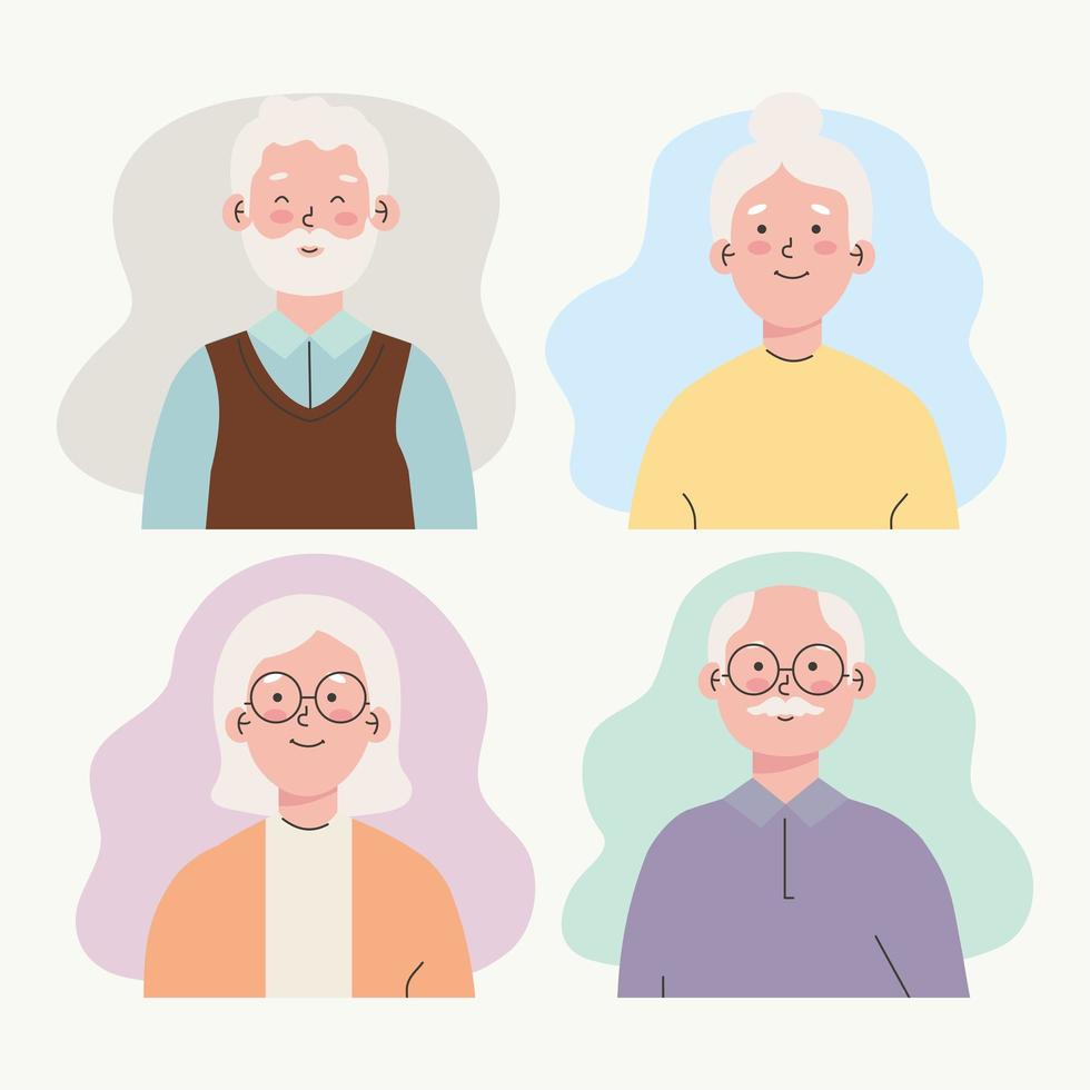 conjunto de personas mayores vector