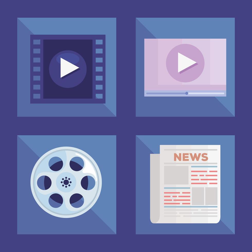 News and media icon set vector