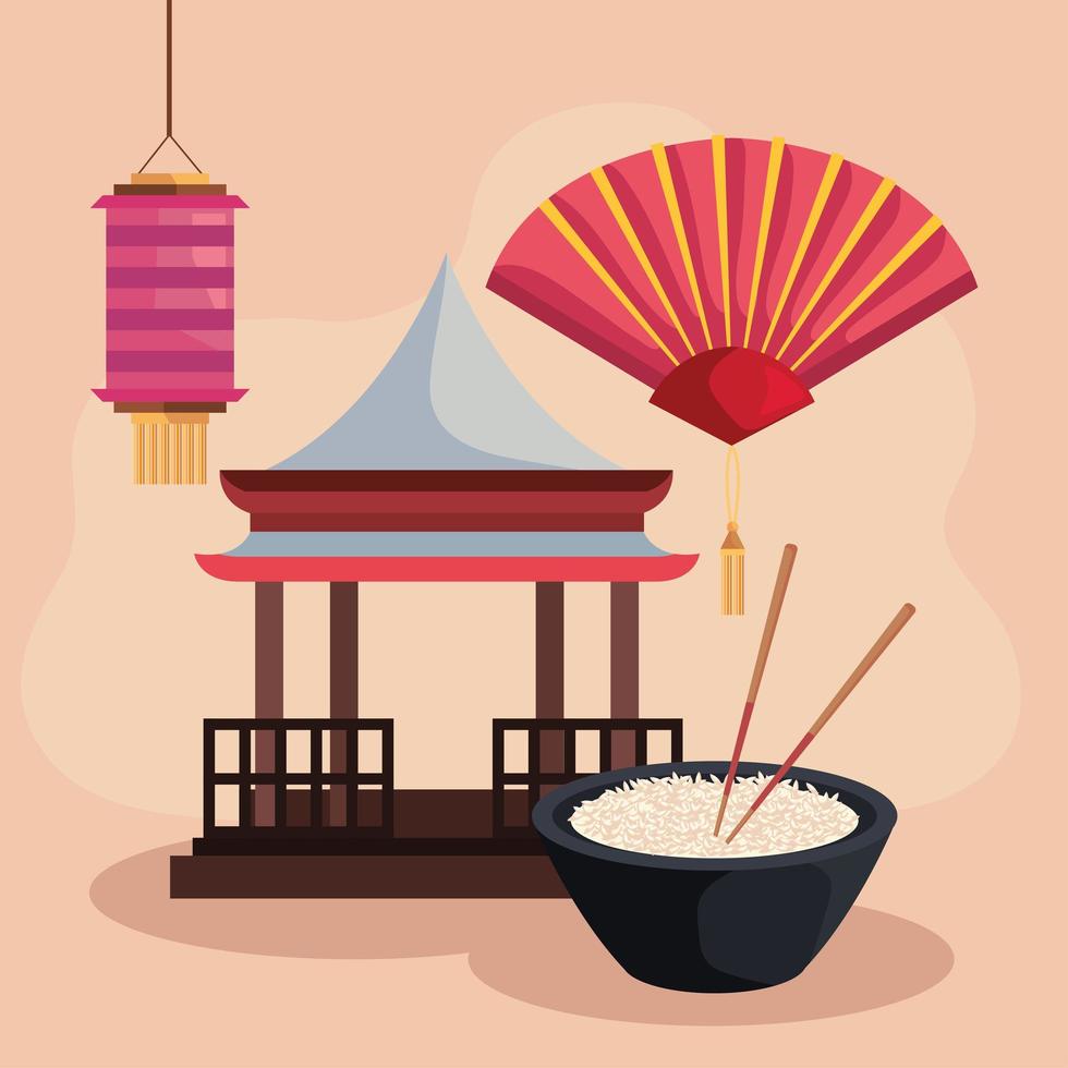korean food and icons vector