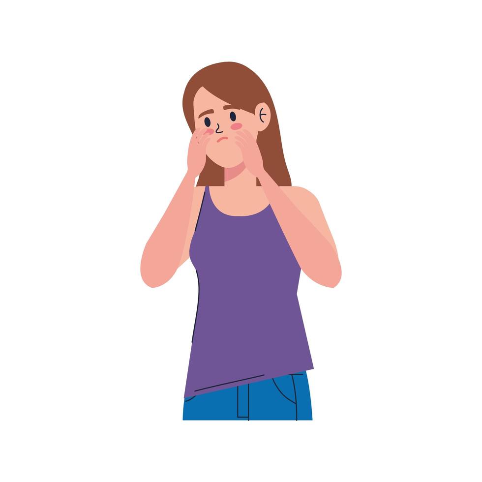stressed woman cartoon vector
