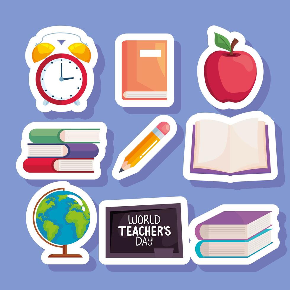 world teachers day stickers set vector