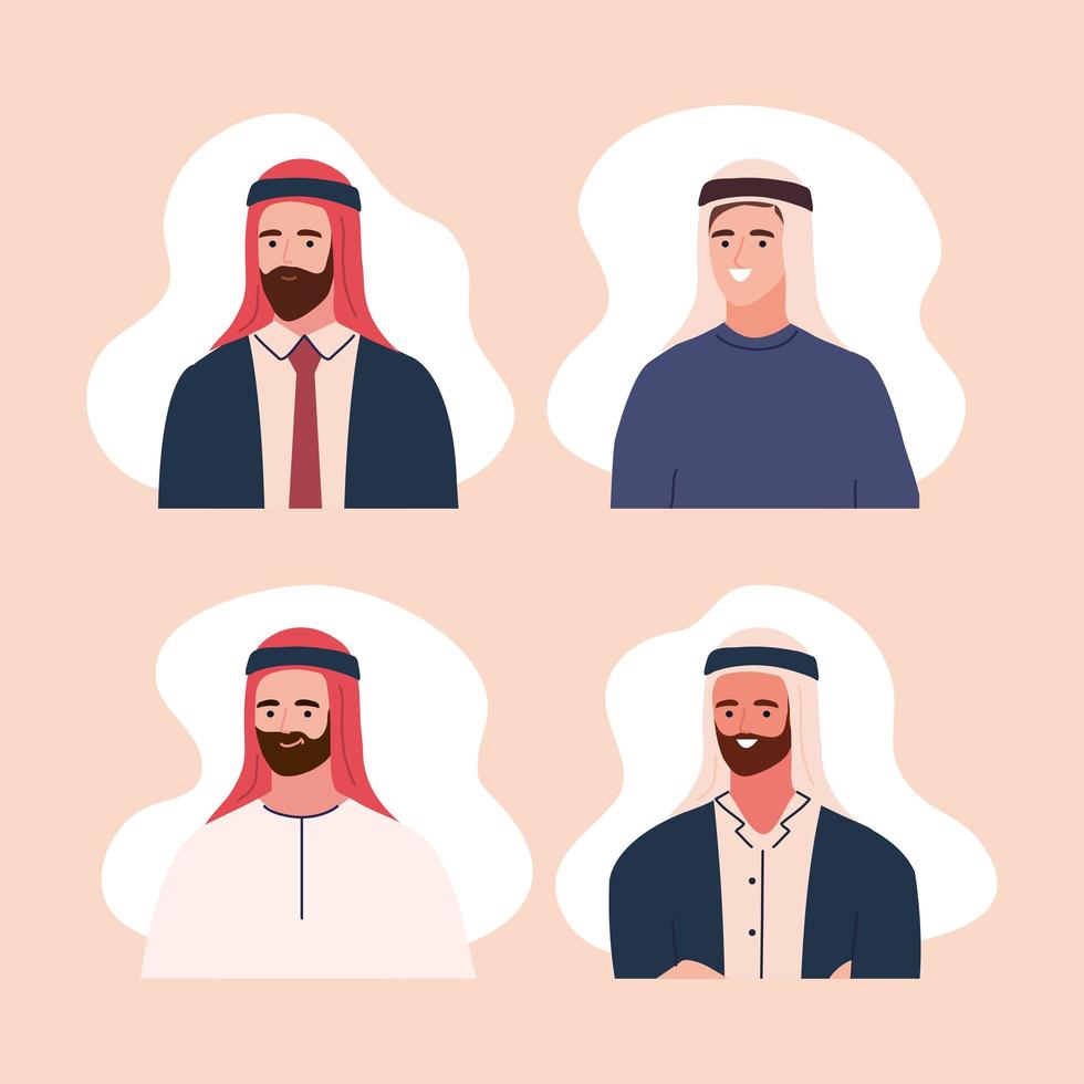 conjunto de hombres musulmanes vector