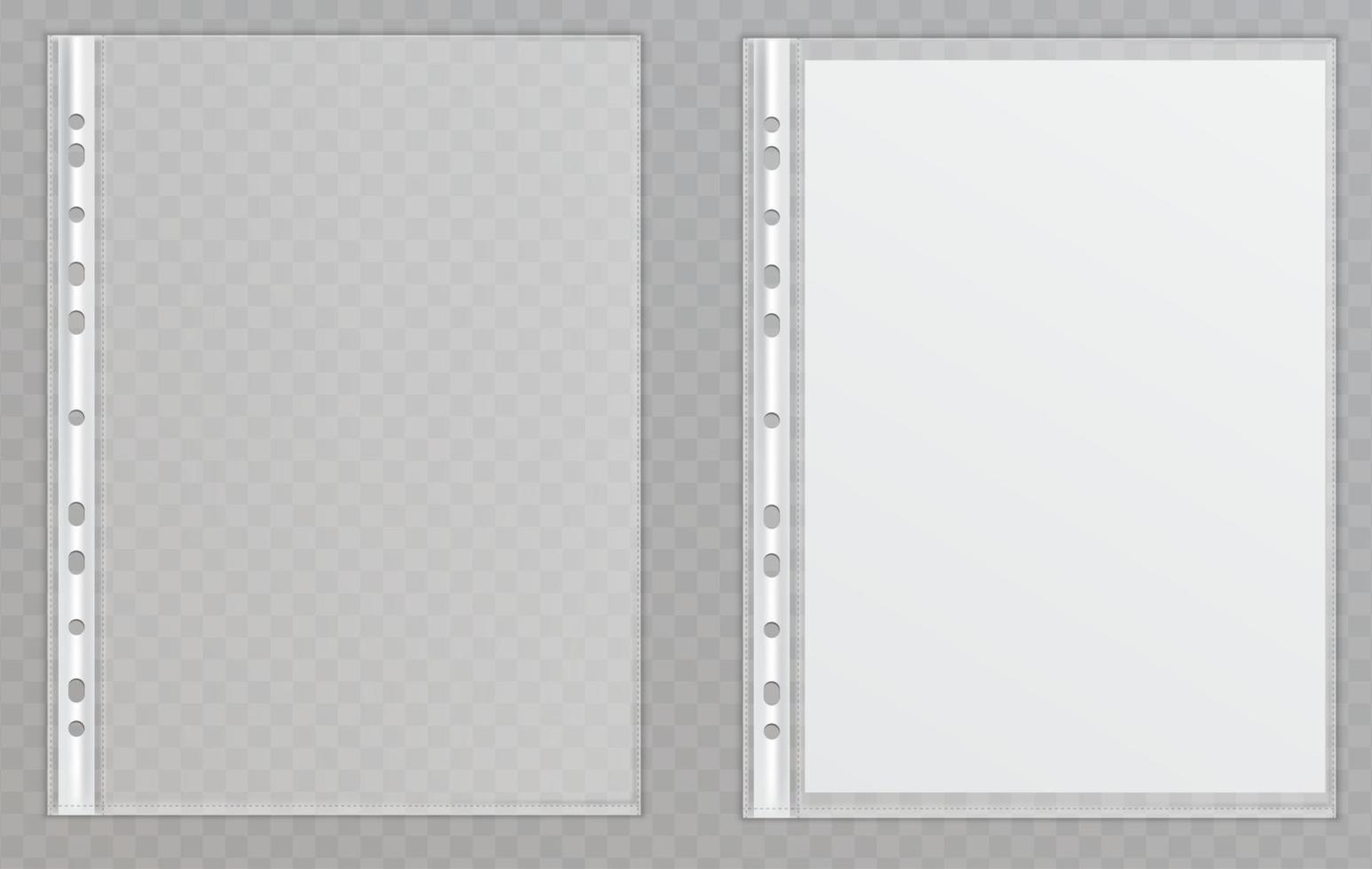 vector archivos de plástico transparente. carpetas de celofán para proteger documentos