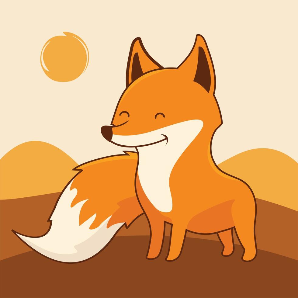 Fox Cartoon Cute Animals vector