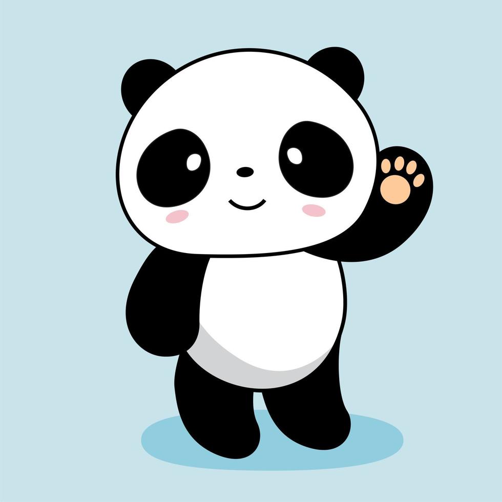 Panda Cartoon Cute Say Hello Panda Animals Illustration vector