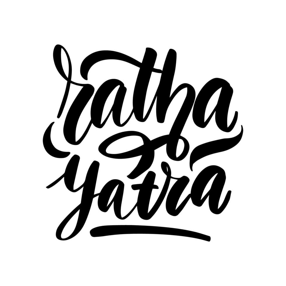 vector aislado letras escritas a mano ratha yatra sobre fondo blanco. caligrafía vectorial para tarjetas de felicitación, decoración y revestimiento. concepto de feliz festival de carros.