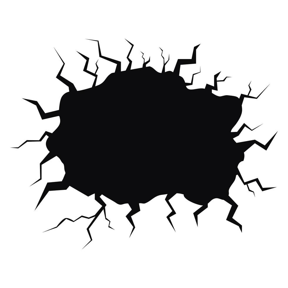 black crack in the wall vector