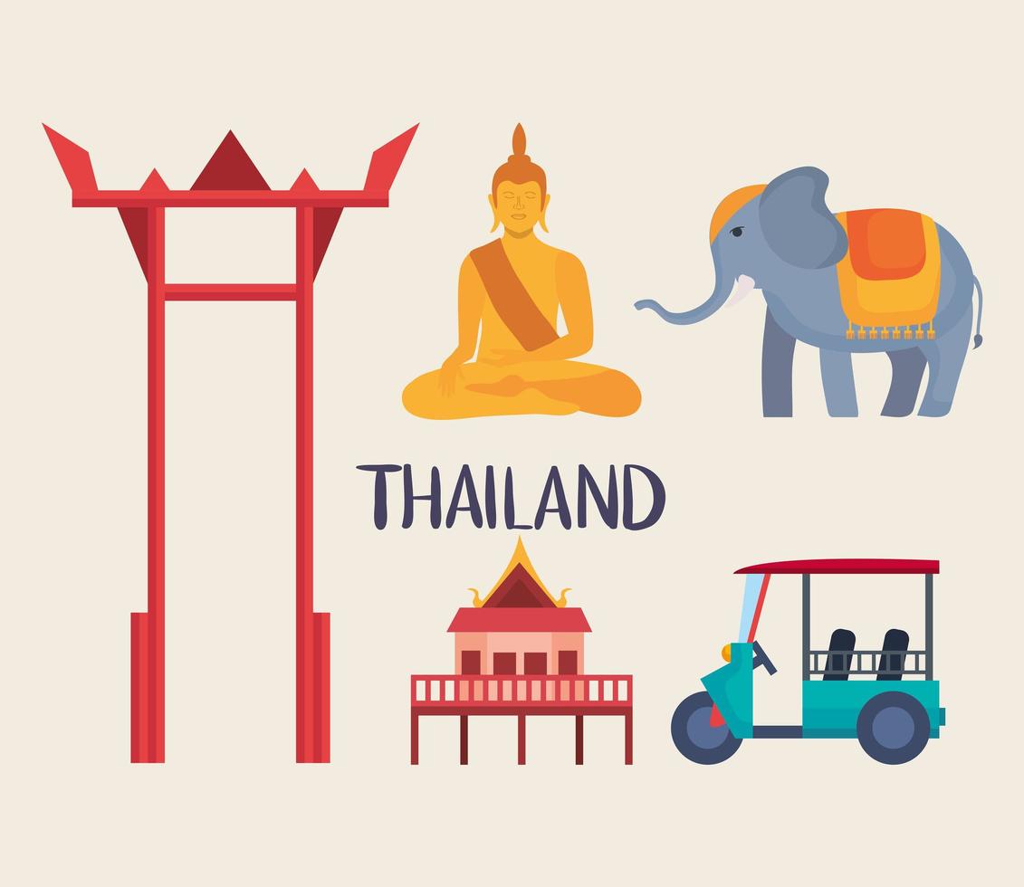 Thailand icon set vector