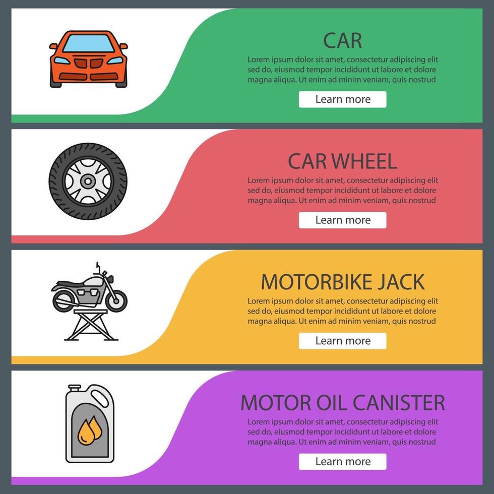 Auto workshop web banner templates set vector