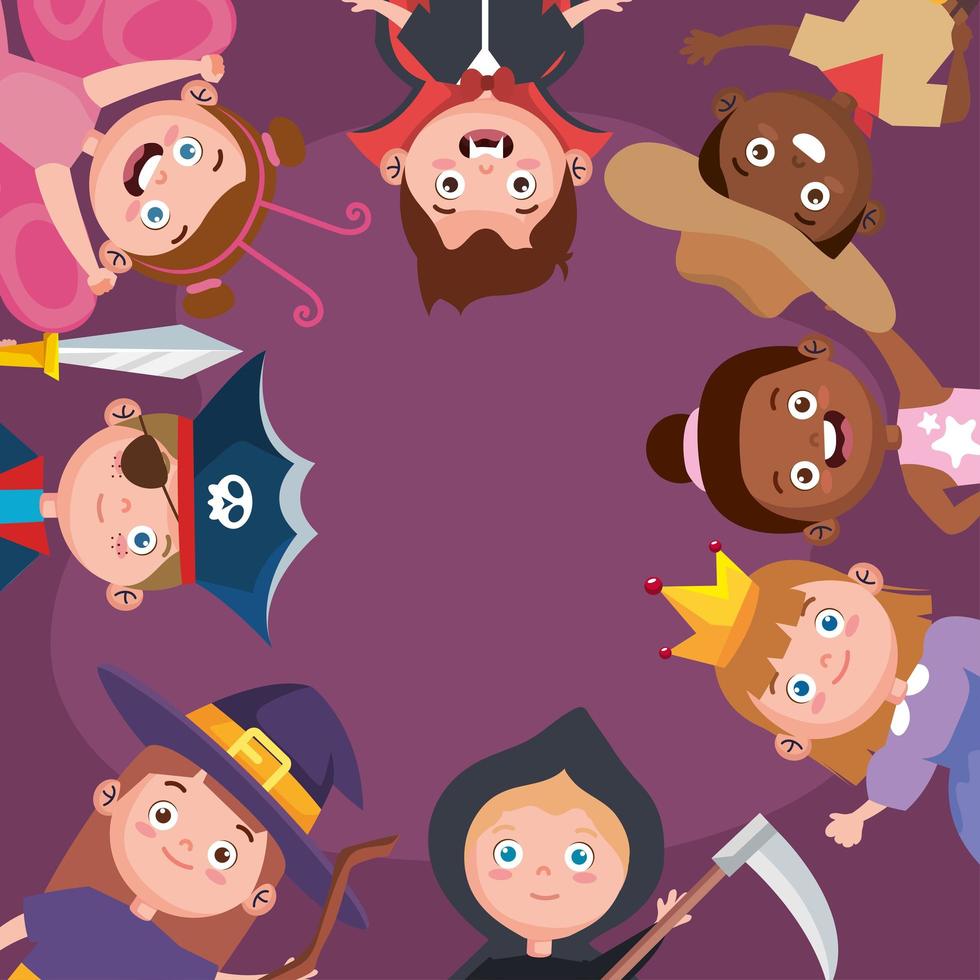 halloween kids group vector