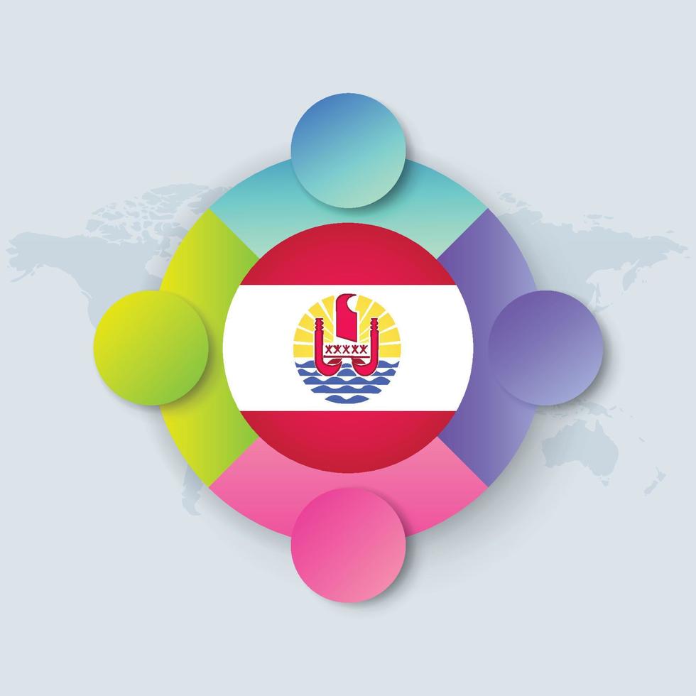 French Polynesia Flag with Infographic Design isolated on World map vector