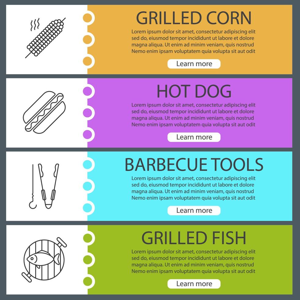 Barbecue web banner templates set vector