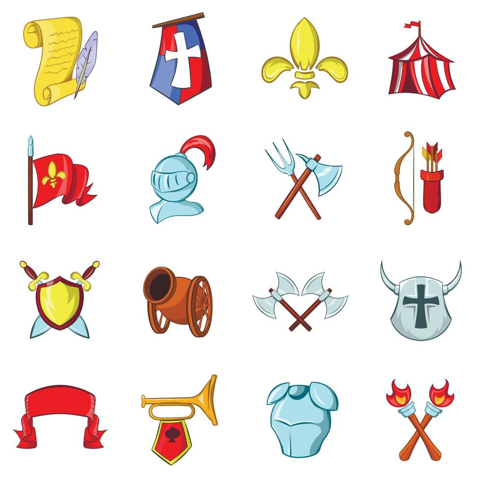 The middle ages icons set vector