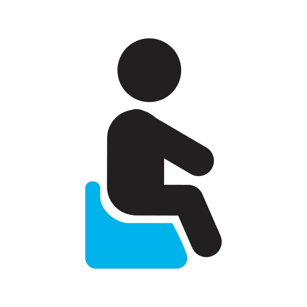 Child sitting on potty chair silhouette icon. Baby toilet. Going pee. Isolated vector illustration