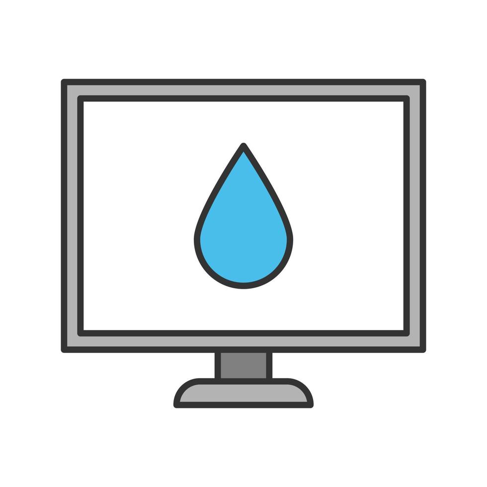 Computer display calibration color icon. Control of color printing quality. Isolated vector illustration