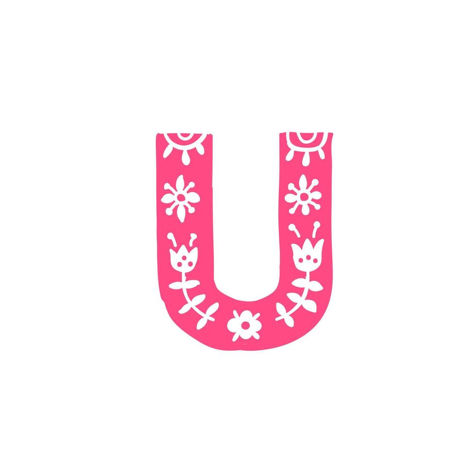 letra u. vector. letra rosa con adorno. aplique para ropa. logo de la empresa. vector