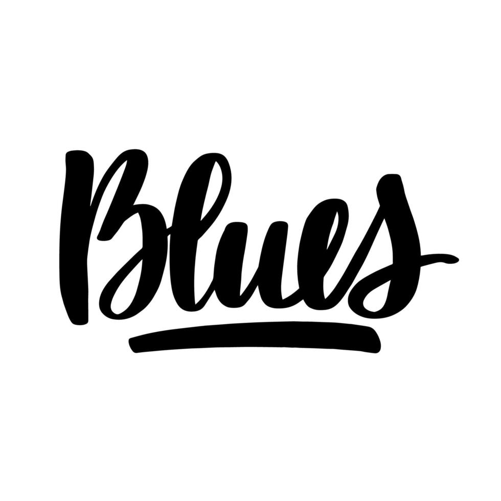 Blues lettering. Vector ink hand drawn design. Brush pen design for Music poster. Can be used for music events