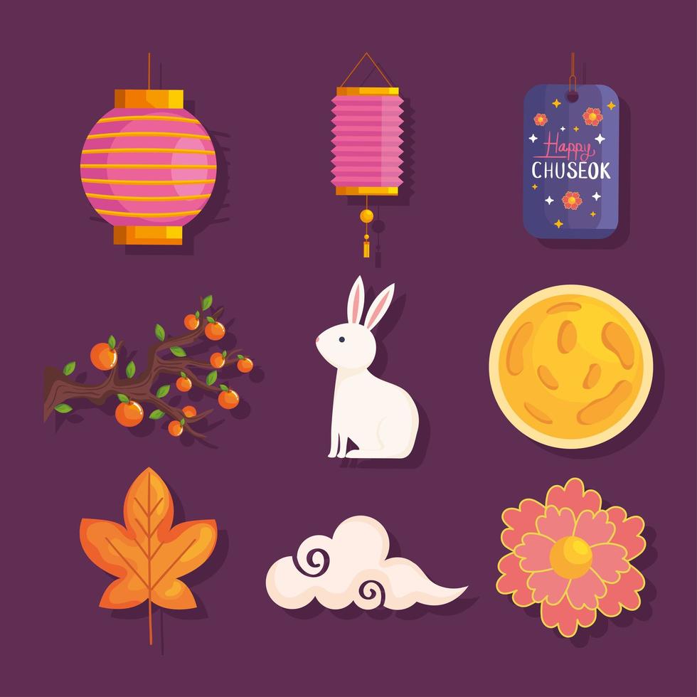 Happy chuseok symbol collection vector