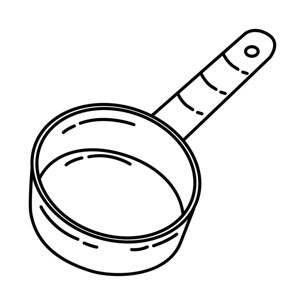 icono de taza medidora seca. Doodle dibujado a mano o estilo de icono de contorno vector