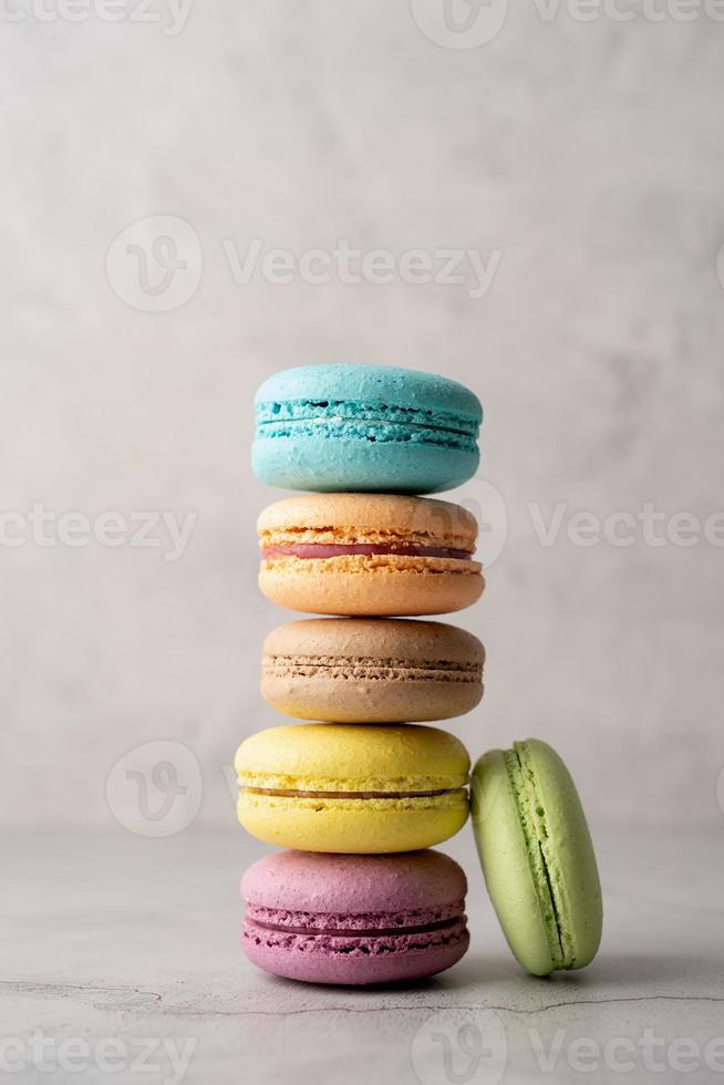 Stack of macarons, macaroons French cookie photo