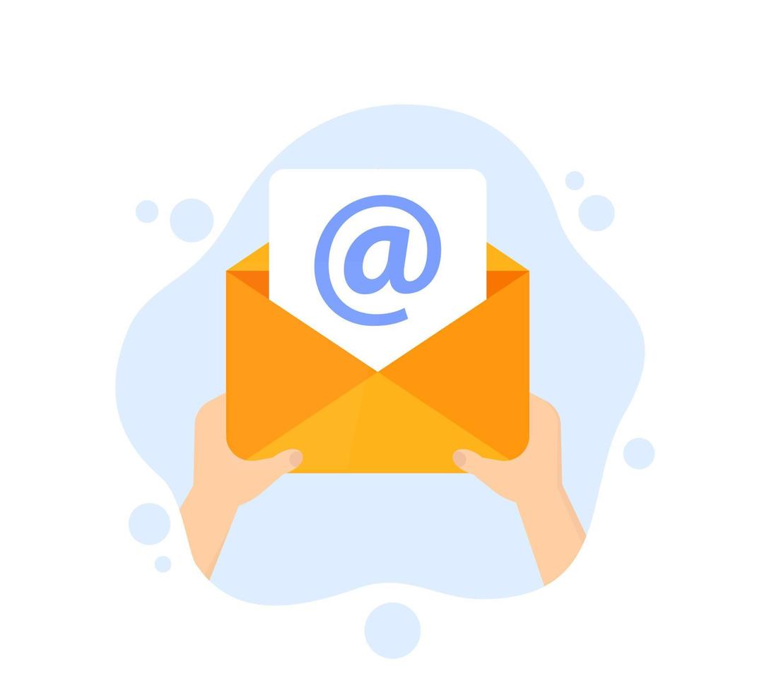 email, mail in hands vector icon