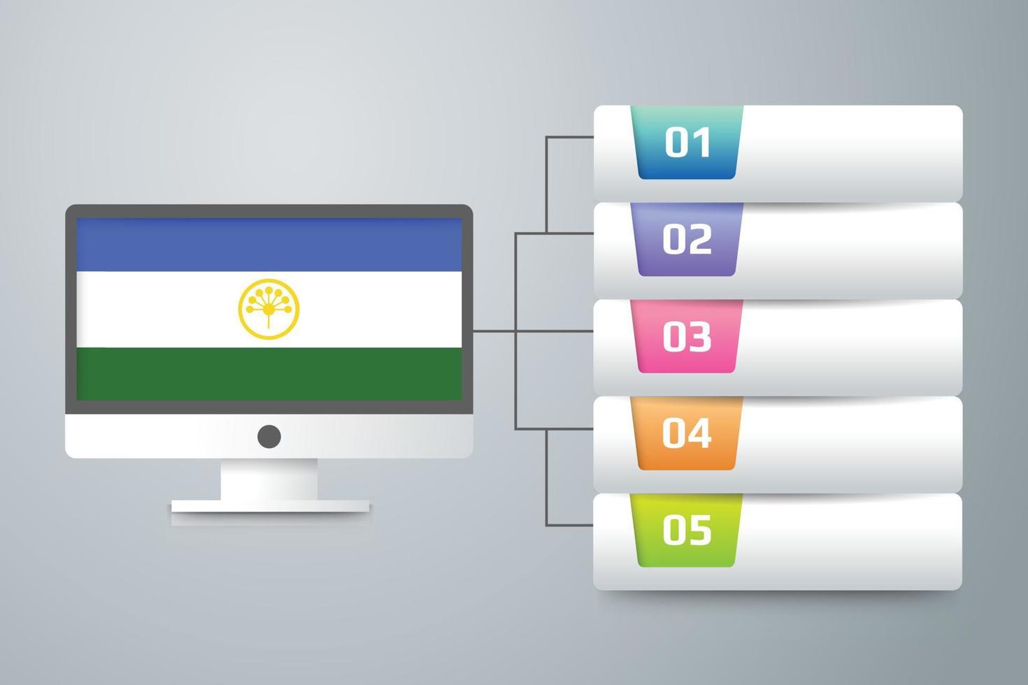 Bashkortostan Flag with Infographic Design Incorporate with Computer Monitor vector