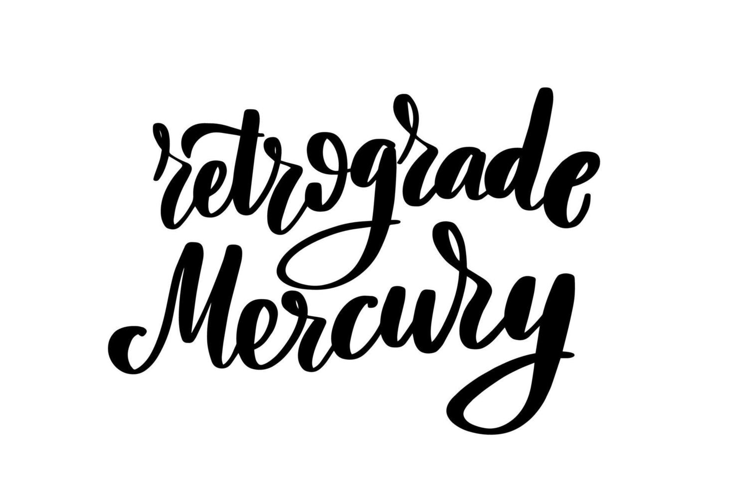 letras de mercurio retrógrado tipografía de stock manuscrita. Caligrafía para logotipo, insignia, icono, tarjeta, postal, logotipo, banner, etiqueta. ilustración vectorial eps10. vector