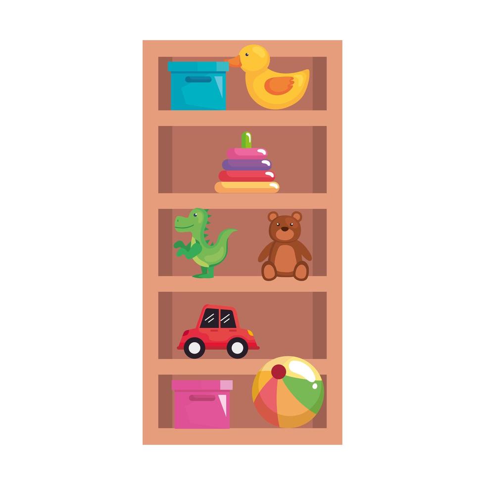 kids toys in shelving vector