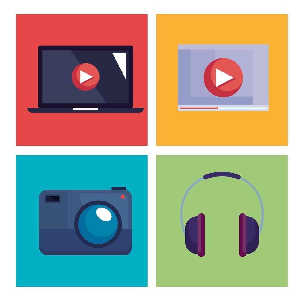 video production icon set vector