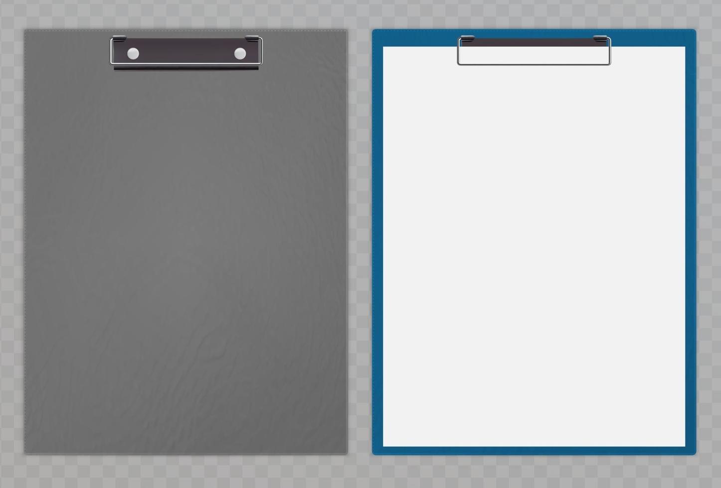 Realistic clipboard, plastic folder. Textured elements vector