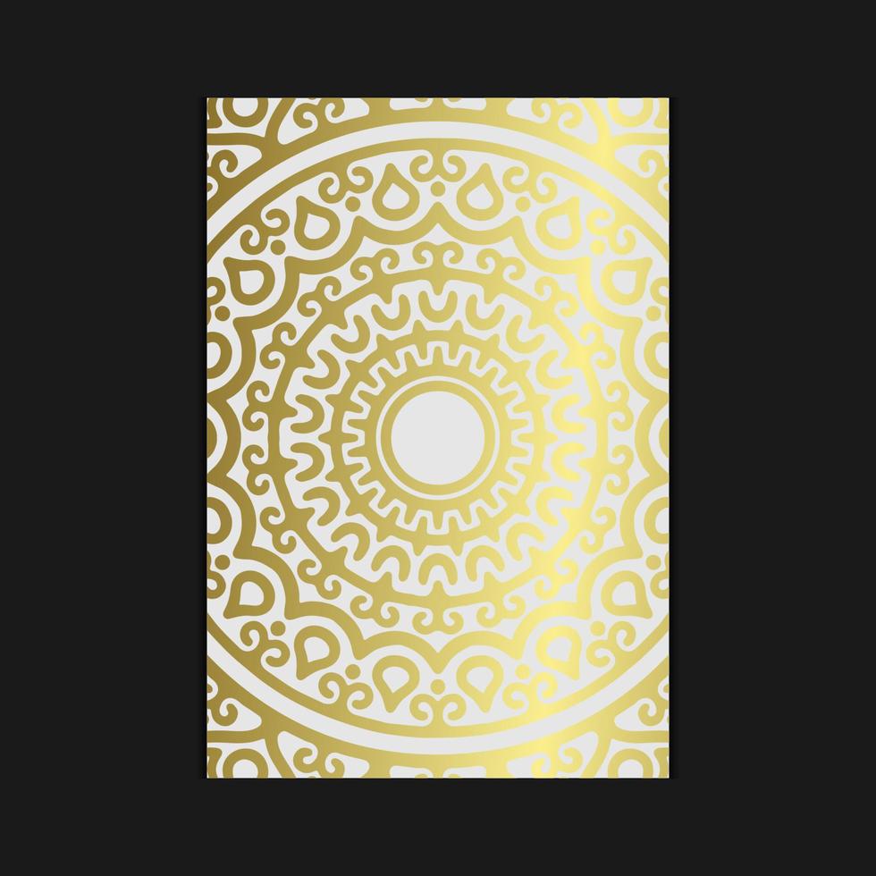 Luxury gold mandala ornate background for wedding invitation, book cover with mandala element style vector