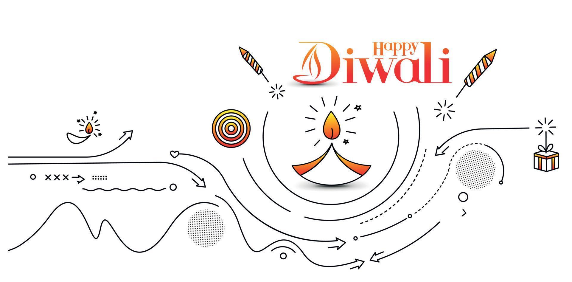 cartel de banner de venta de feliz diwali, ilustración vectorial. vector