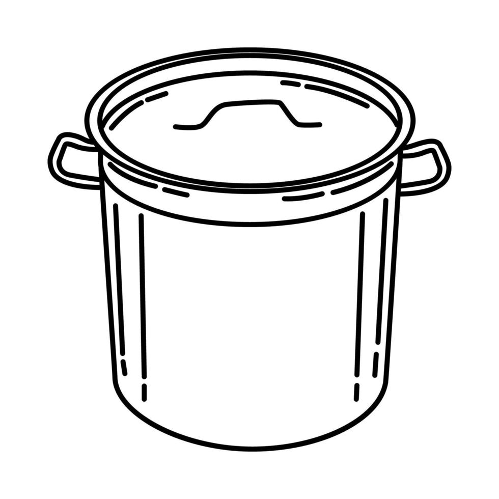 icono de olla grande. Doodle dibujado a mano o estilo de icono de contorno vector