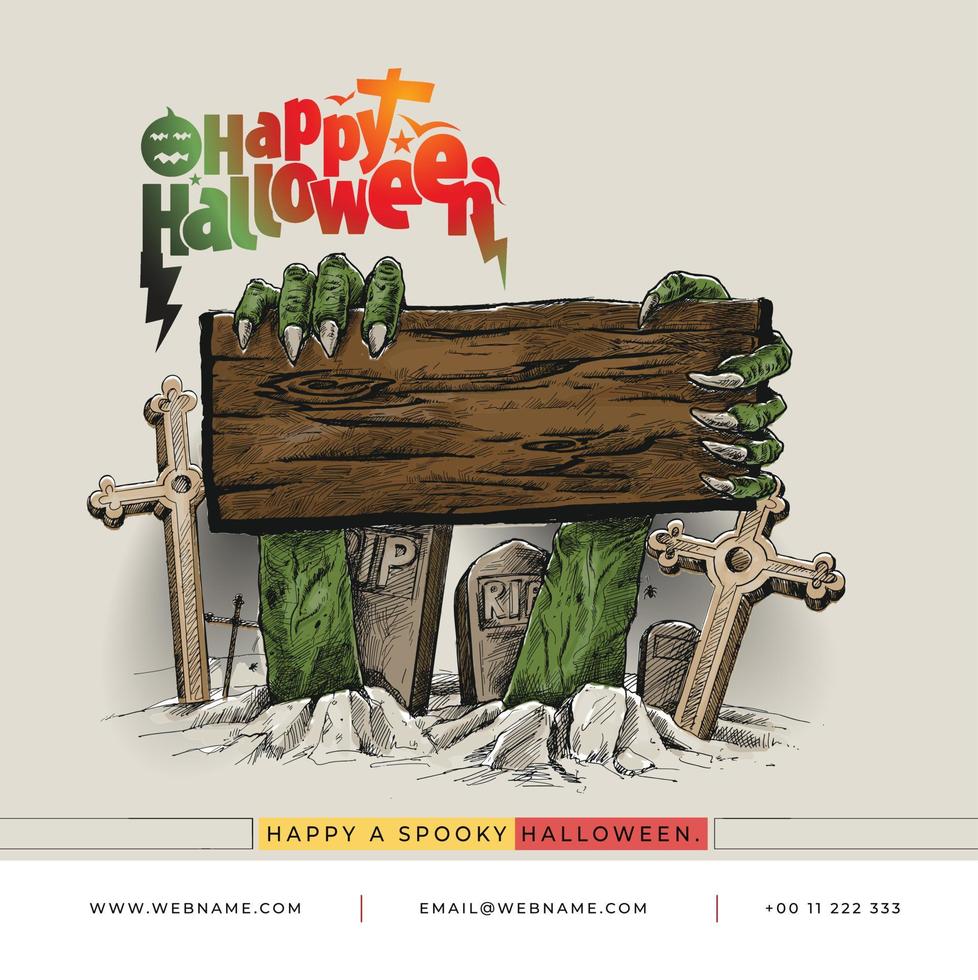 Happy Halloween Festival Digital Concept Instagram and Social Media Post Banner Template. vector