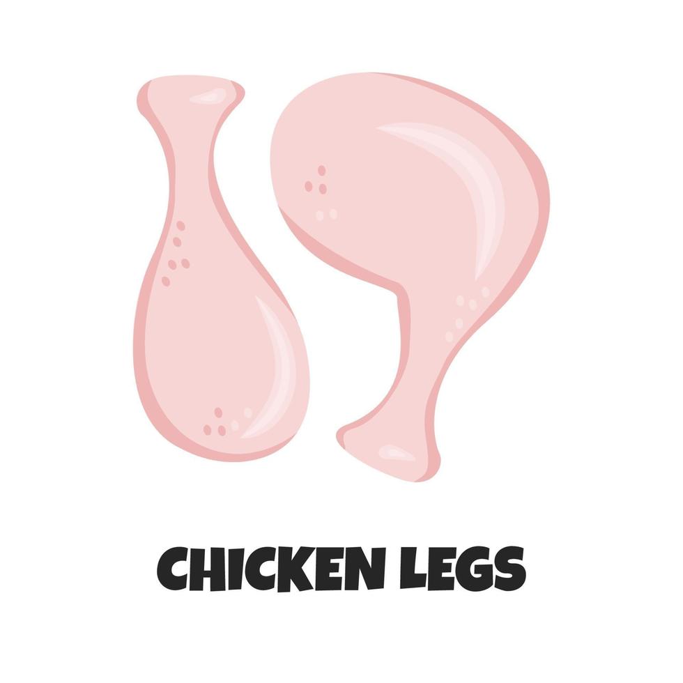 vector ilustración realista de patas de pollo. concepto de jamón crudo fresco o cuarto trasero. icono de pieza de pavo o gallina para el diseño de productos agrícolas y el mercado. ingrediente crudo para la dieta carnívora