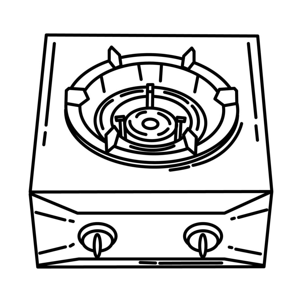 icono de estufa de gas. Doodle dibujado a mano o estilo de icono de contorno vector