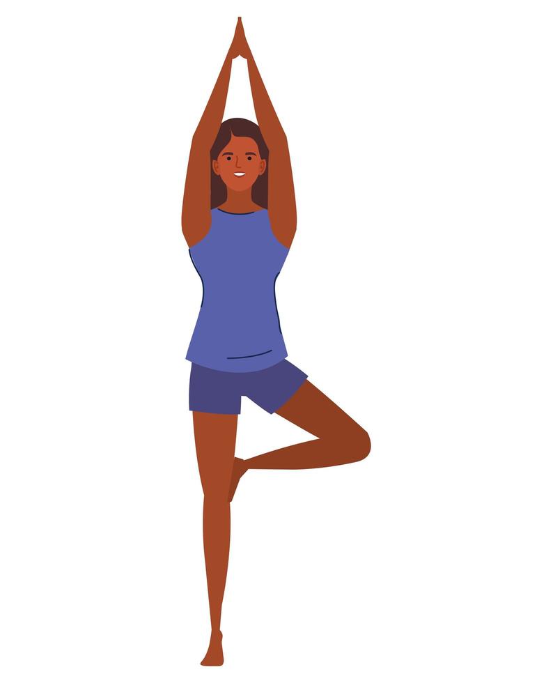 Woman doing tree pose vector