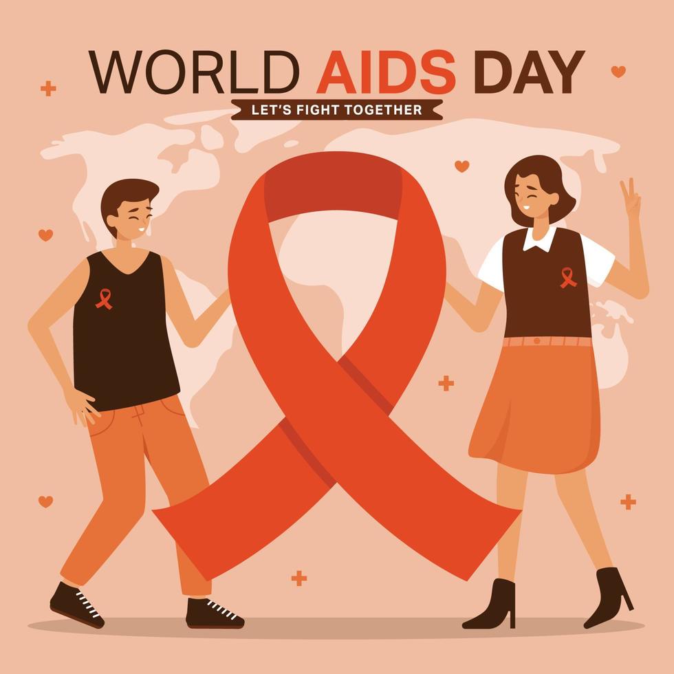 Couple Celebrate World AIDS Day vector