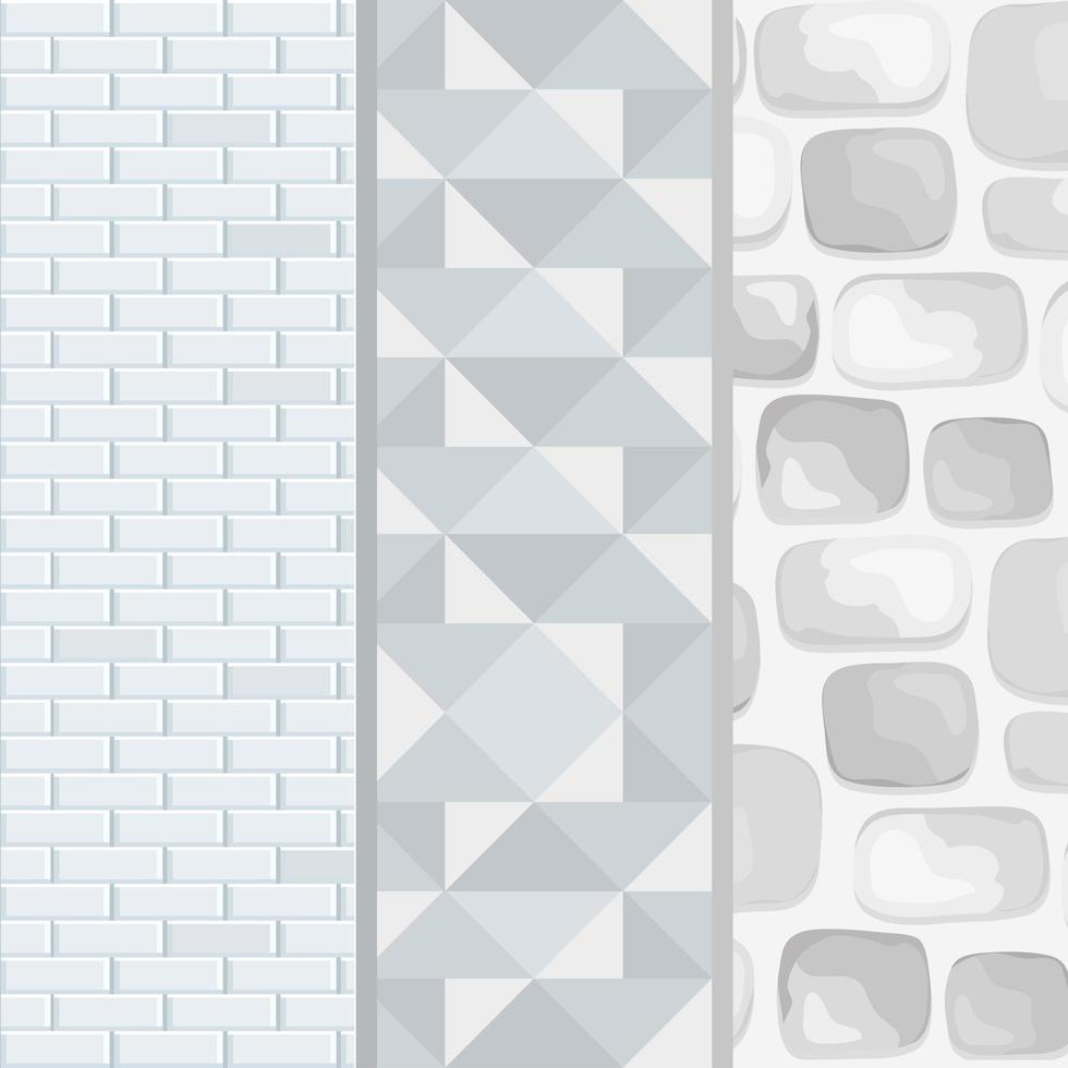 three bricks walls backgrounds vector