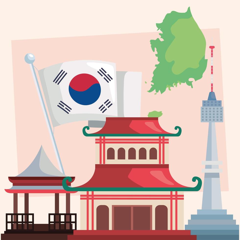 korea culture landmarks vector