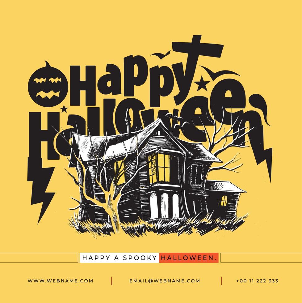 Happy Halloween Festival Digital Concept Instagram and Social Media Post Banner Template. vector