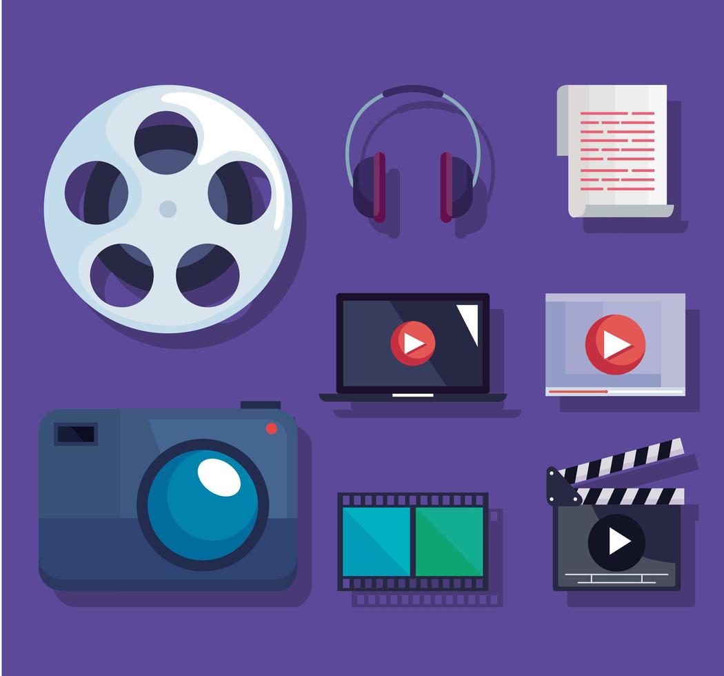 video production icon group vector