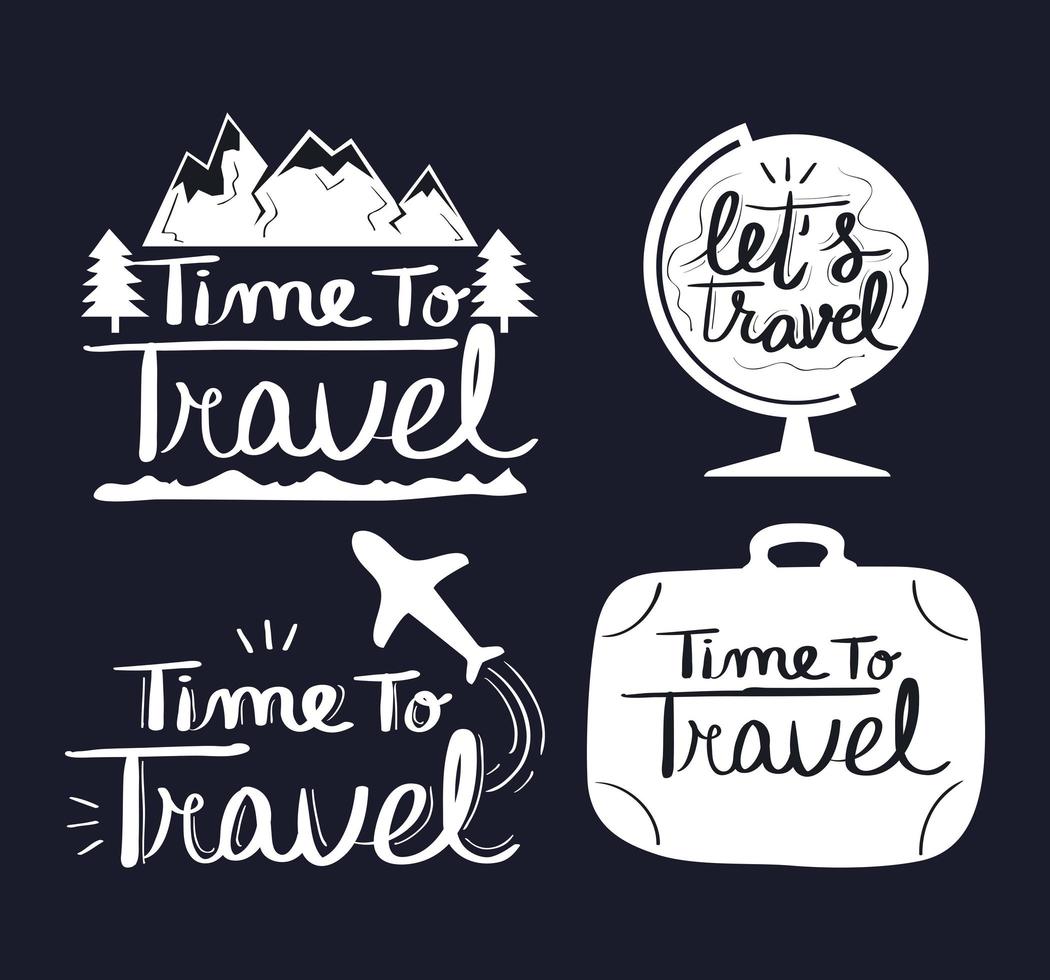 travel quotes letterings vector