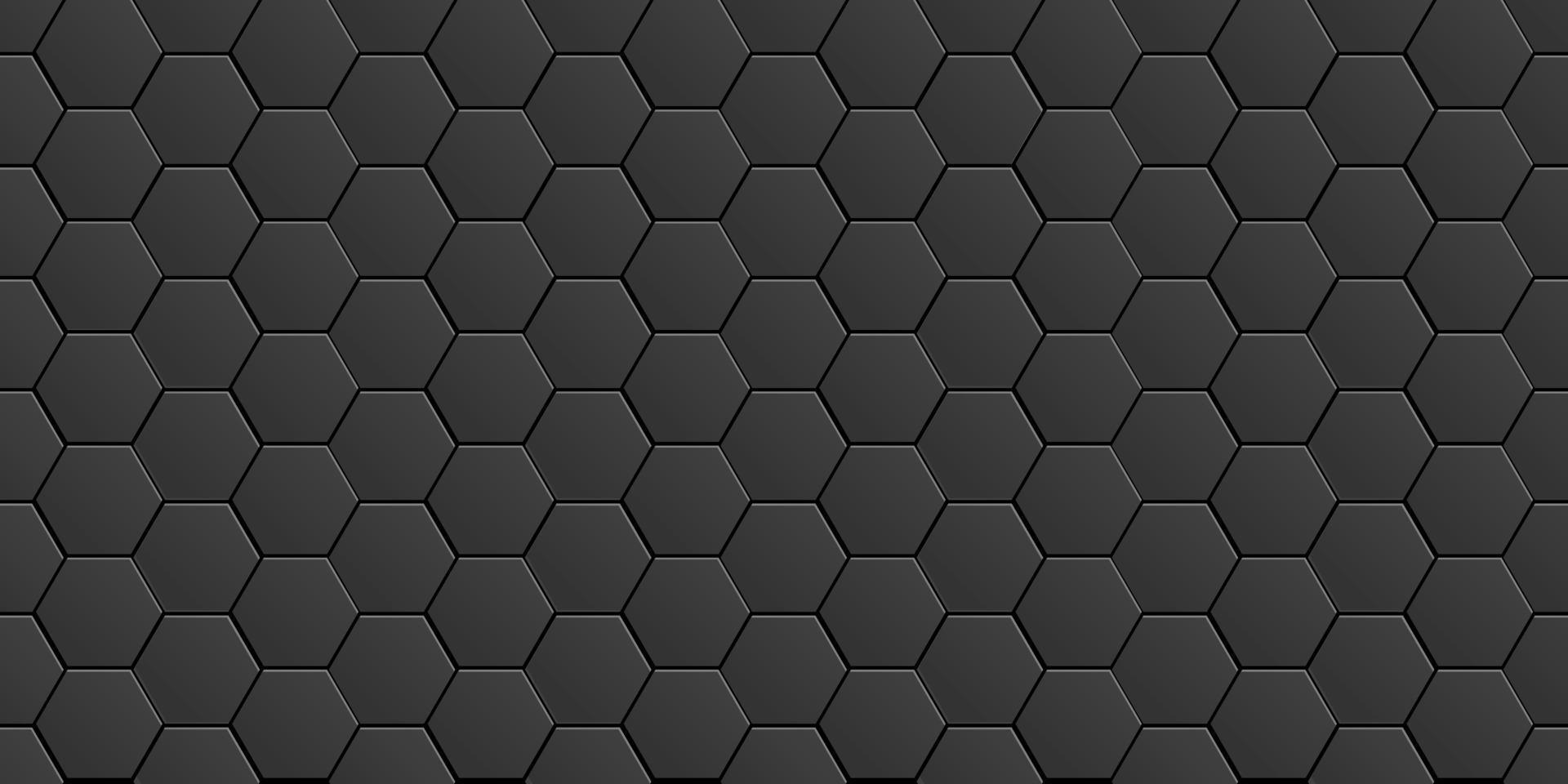 Black minimal abstract background with geometric elements - hexagons vector