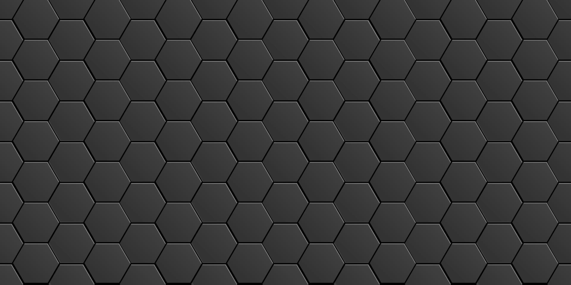 Black minimal abstract background with geometric elements - hexagons vector